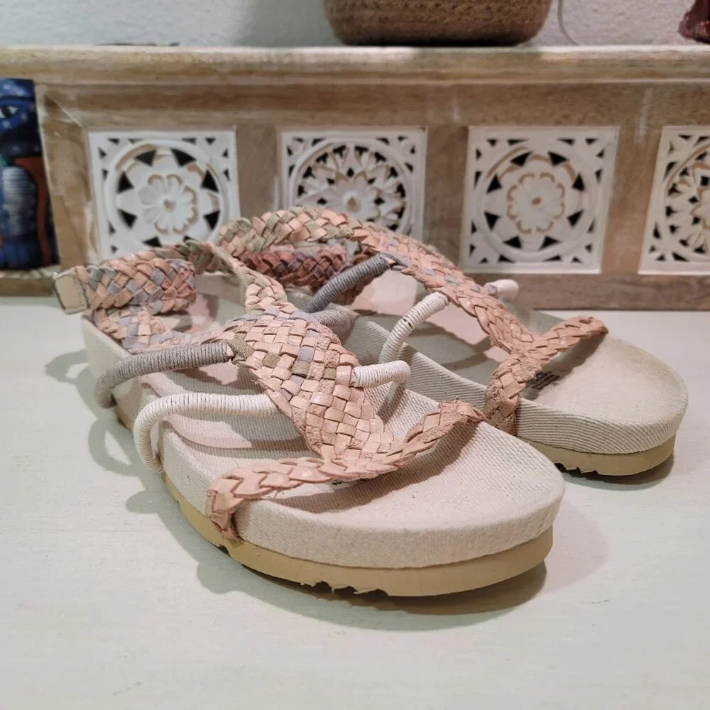 Free People Womens Sz 6.5 Denali Woven Footbed Sandals Neutral Earthy Shoes Boho - Picture 5 of 13